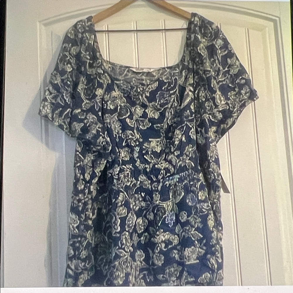 SONOMA Blue Floral Square Neck Peplum Top
Blouse 3X